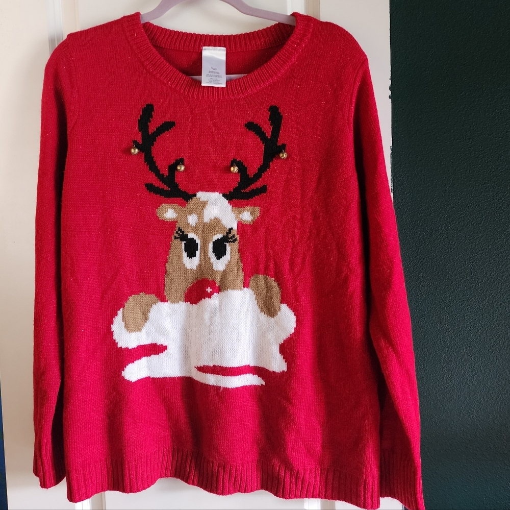 Reindeer red sweater with bells